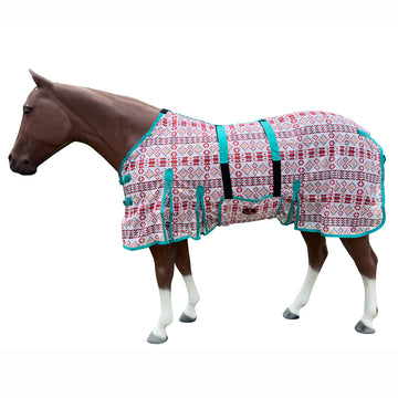 66 In - 84 In Hilason Horse Fly Sheet Uv Protect Mesh Bug Mosquito Summer White Aztec
